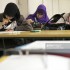 TO GO WITH AFP STORY BY CHARLOTTE PLANTIVE  
Muslim faithful students are pictured in their classroom at the La Reussite muslim school on September 19, 2013 in Aubervilliers, outside Paris.  AFP PHOTO / LIONEL BONAVENTURE